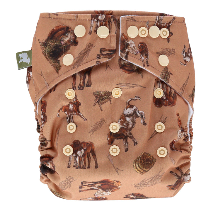 Onesize Reusable Pocket Nappy with Cow illustrations by LittleLamb#color_i-love-moo