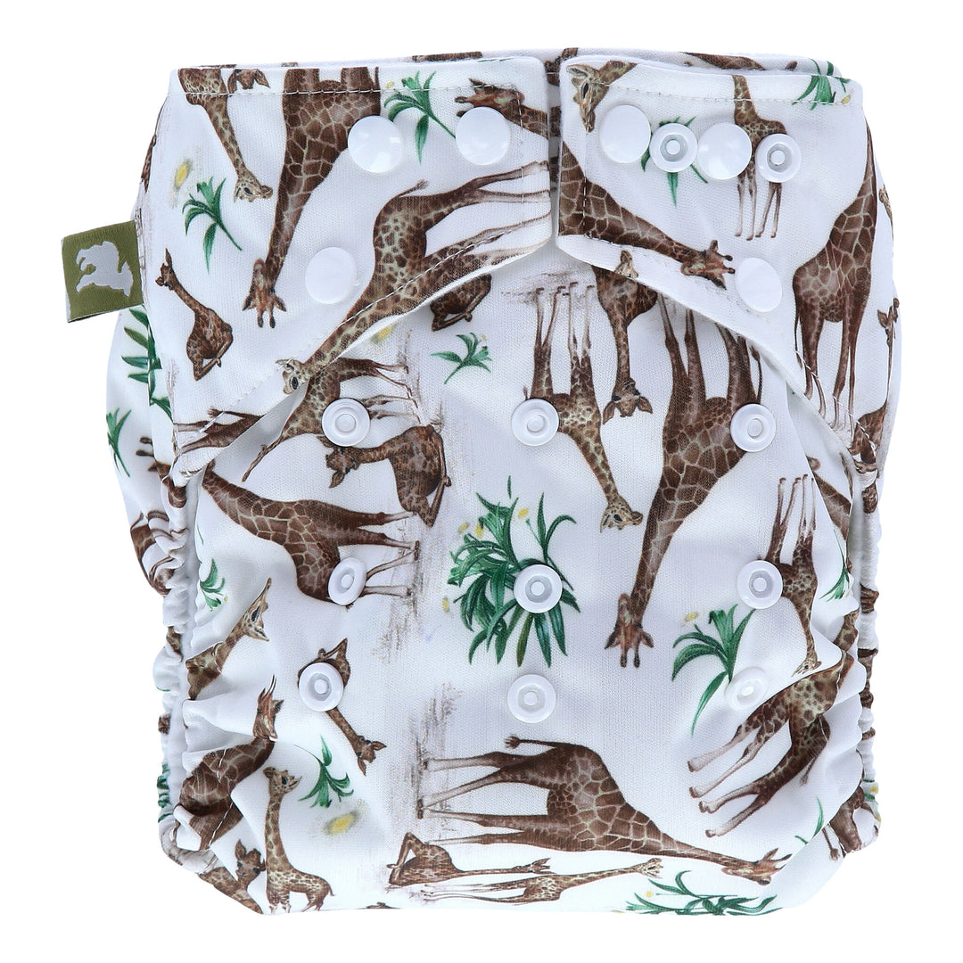 Onesize Reusable Pocket Nappy with Giraffe illustrations by LittleLamb#color_head-in-the-clouds