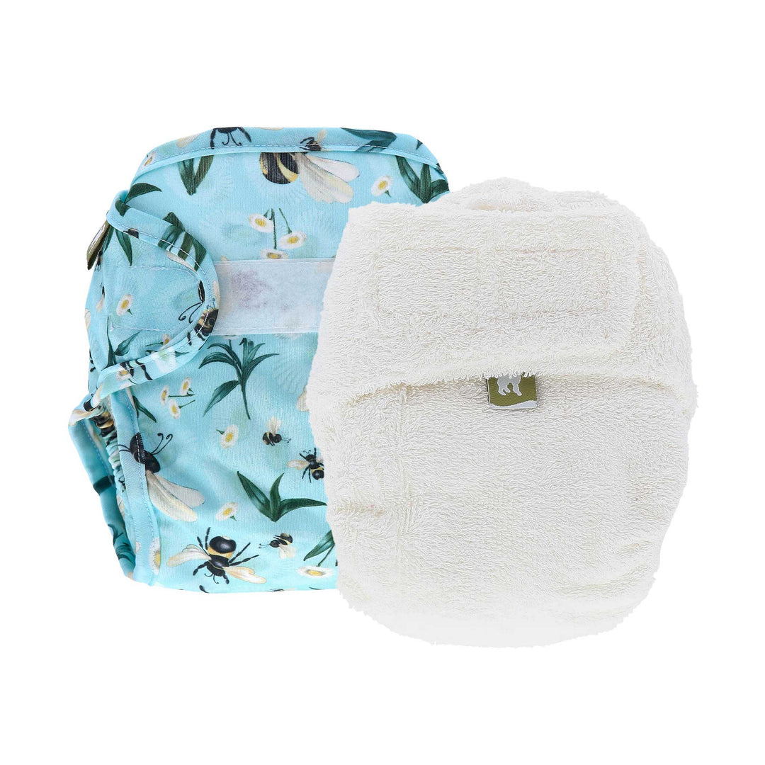 LittleLamb cloth nappy and wrap trial kit product photo - bees#color_bumblebee-blues