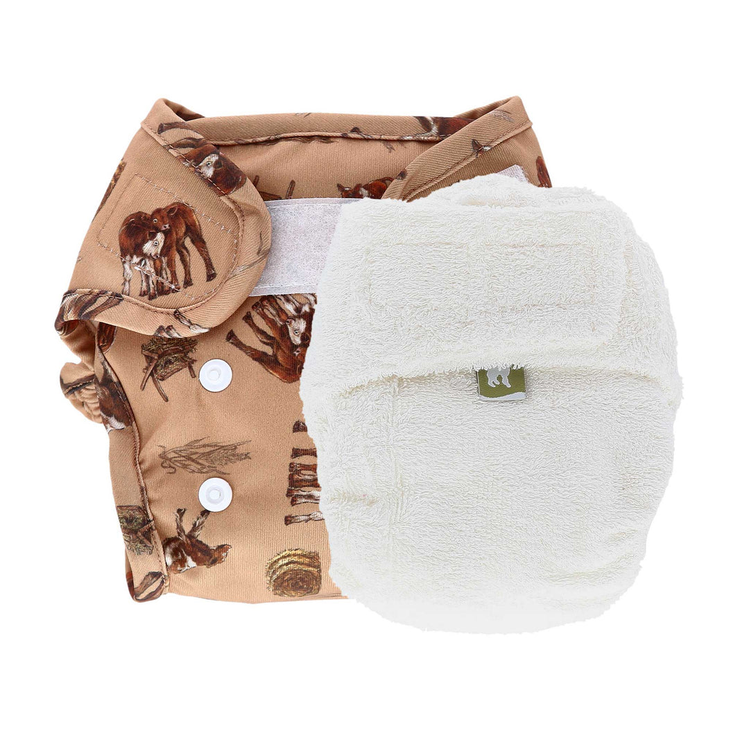 LittleLamb cloth nappy nappy and wrap trial kit product photo - farmyard cows#color_i-love-moo