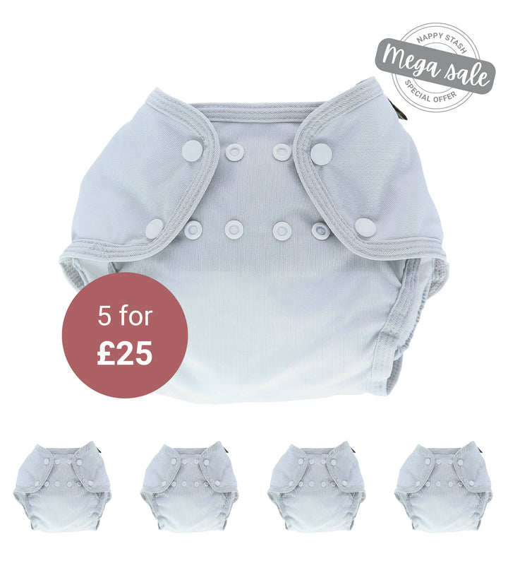 5 Pack Sized Pocket Nappy - No Insert - Silver