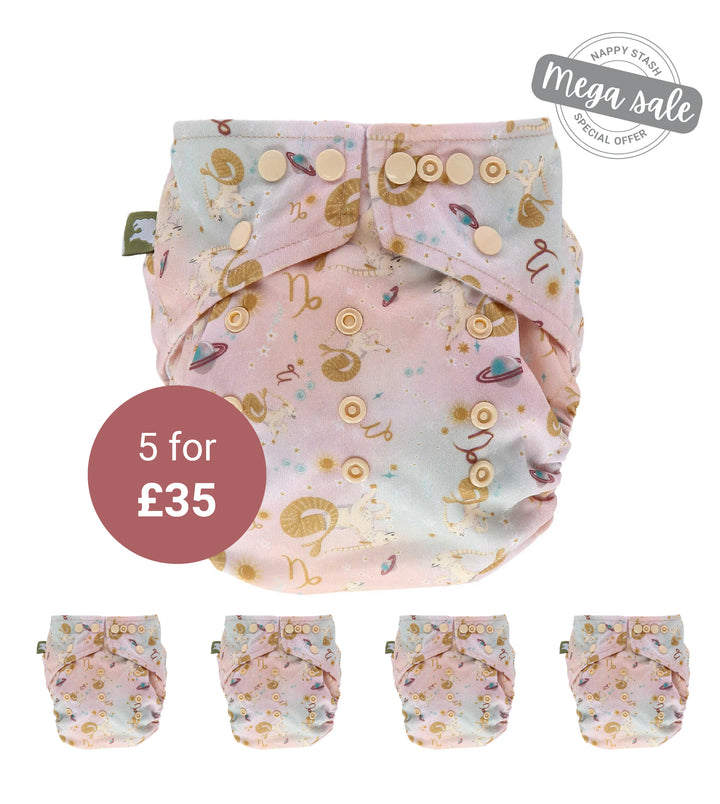 5 Pack Capricorn Onesize Pocket Nappy