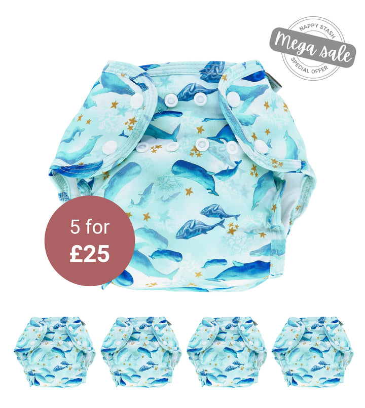 5 Pack Sized Pocket Nappy - No Insert - Under the Sea