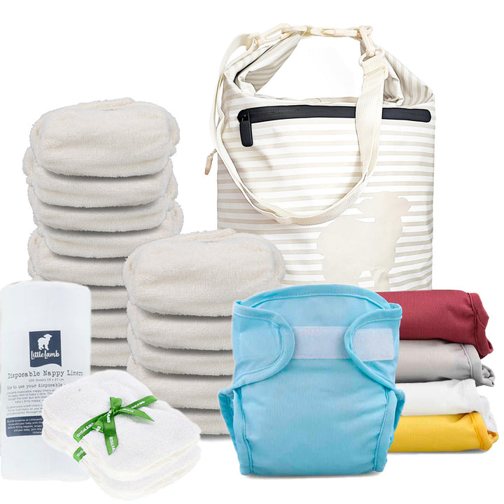 Reusable Fitted Nappy Complete Kit by Little Lamb#color_plains