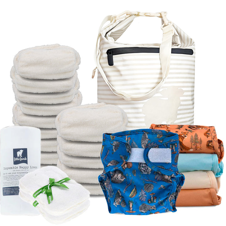 Reusable Fitted Nappy Complete Kit by Little Lamb#color_woodland