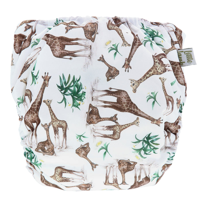 Onesize Reusable Pocket Nappy with Giraffe illustrations by LittleLamb#color_head-in-the-clouds