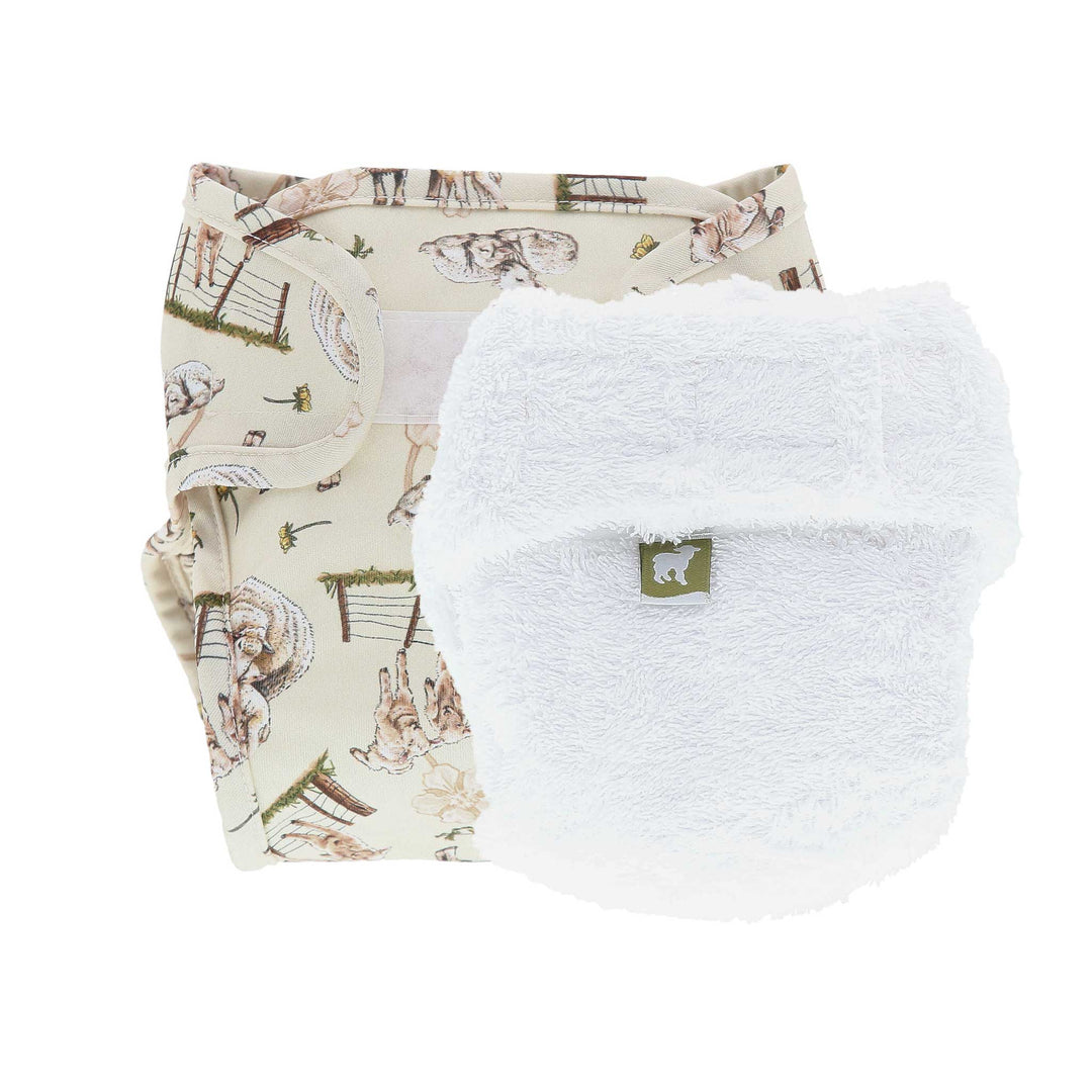 LittleLamb cloth cotton nappy and wrap trial kit#color_loving-ewe