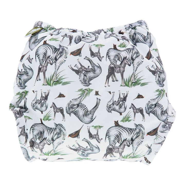 LittleLamb Onesize Reusable Pocket Nappy in a pack of 5 designs  hand illustrated safari collection - zebra