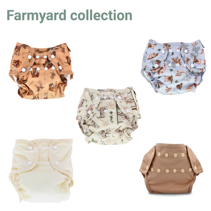 pack of 5 reusable pocket nappies by LittleLamb - Farmyard print #color_farmyard
