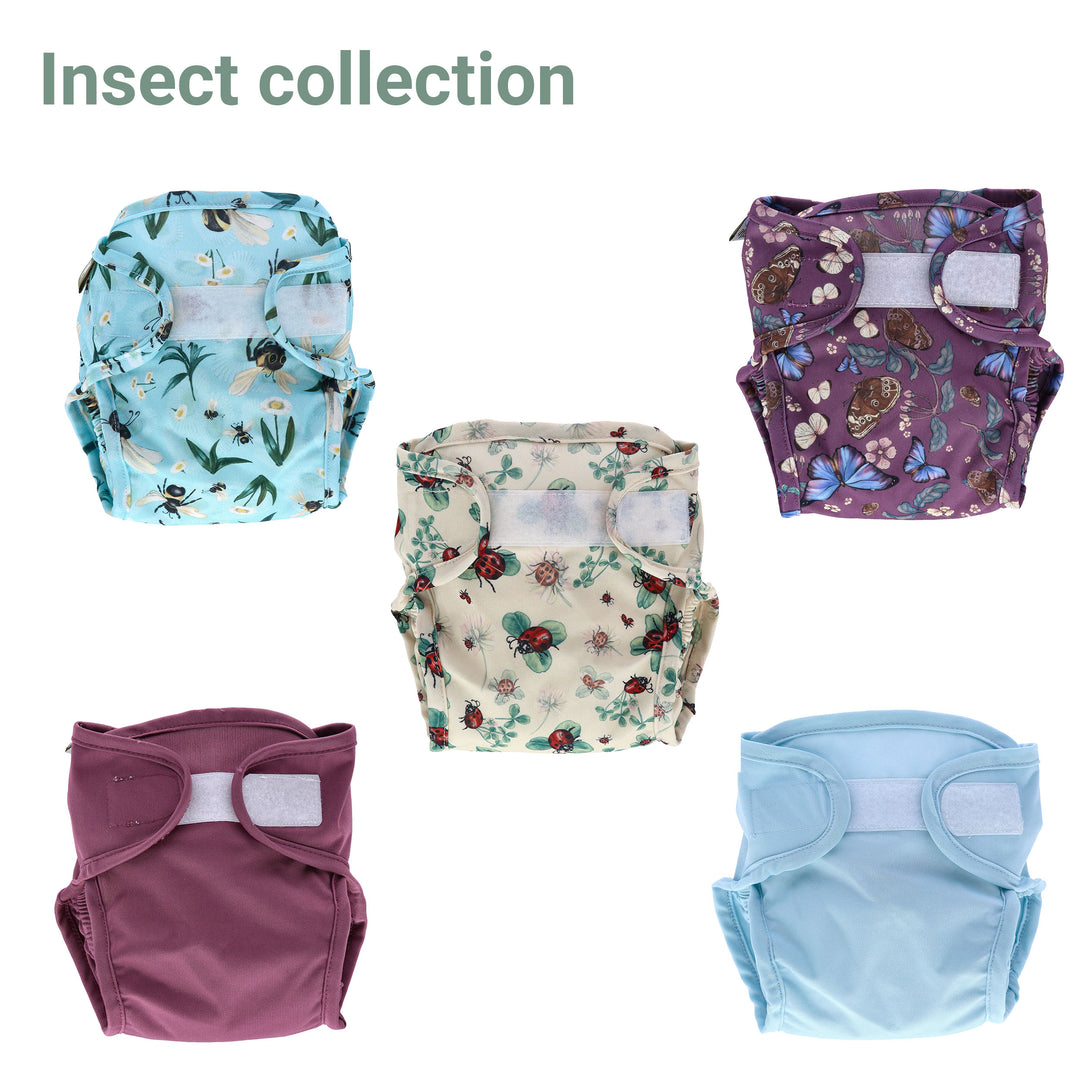 Reusable cloth nappies by little lamb - Nappy wrap insect set of 5 product shott#color_insects