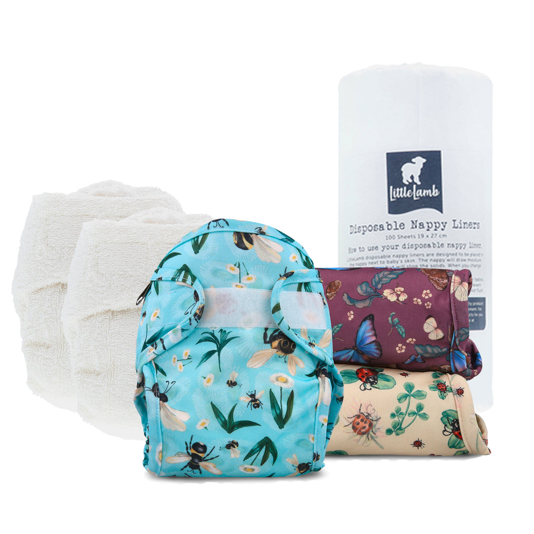 Little Lamb night-time reusable cloth nappy kit#color_insects