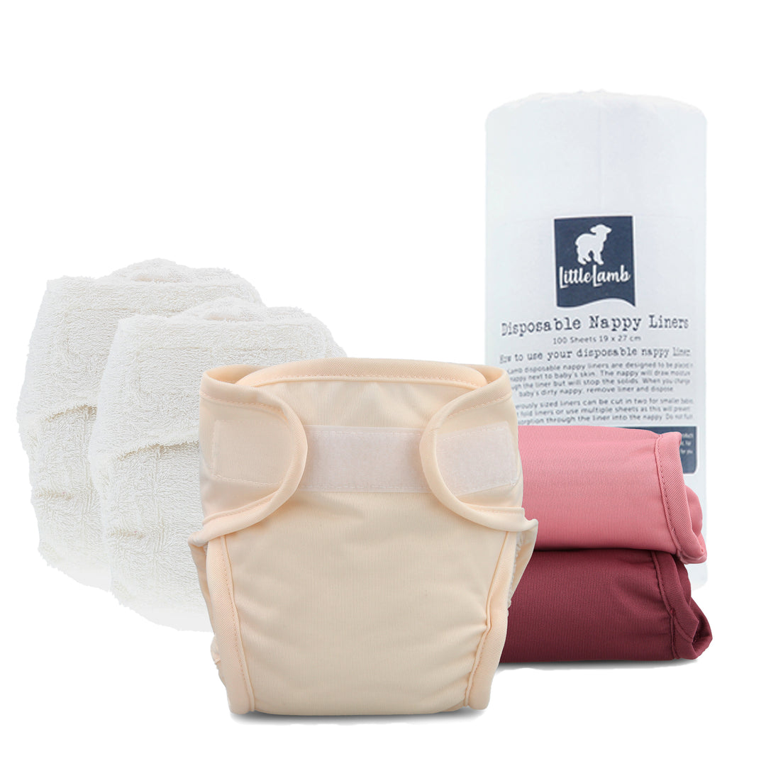 Little Lamb night-time reusable cloth nappy kit#color_pinks