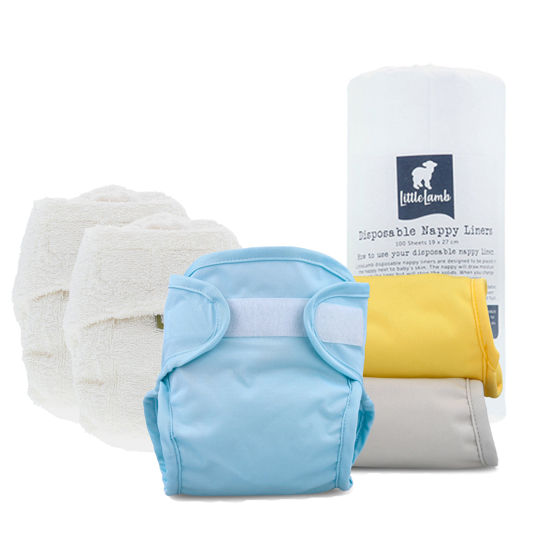 Little Lamb night-time reusable cloth nappy kit#color_plains